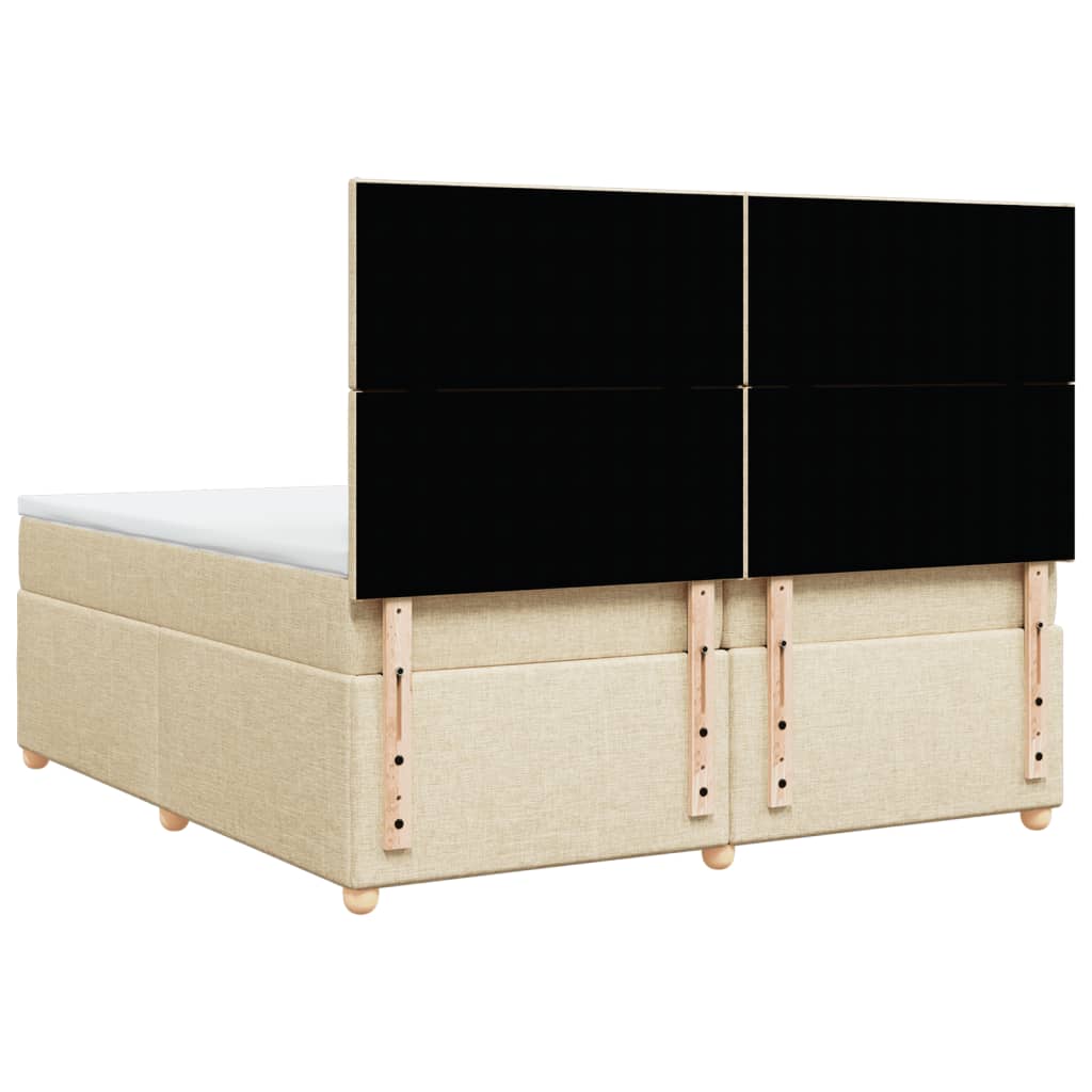 Κρεβάτι Boxspring με Στρώμα Κρεμ 200x200 εκ. Υφασμάτινο - Pakobazaar