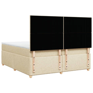 Κρεβάτι Boxspring με Στρώμα Κρεμ 200x200 εκ. Υφασμάτινο - Pakobazaar