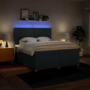 Κρεβάτι Boxspring με Στρώμα Μπλε 200x200 εκ. Υφασμάτινο - Pakobazaar