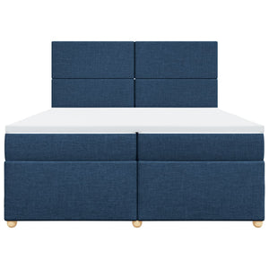Κρεβάτι Boxspring με Στρώμα Μπλε 200x200 εκ. Υφασμάτινο - Pakobazaar