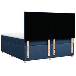 Κρεβάτι Boxspring με Στρώμα Μπλε 200x200 εκ. Υφασμάτινο - Pakobazaar