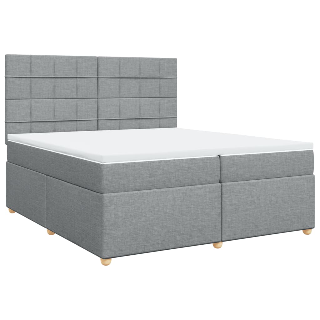 Κρεβάτι Boxspring με Στρώμα Ανοιχτό Γκρι 200x200 εκ. Υφασμάτινο - Pakobazaar