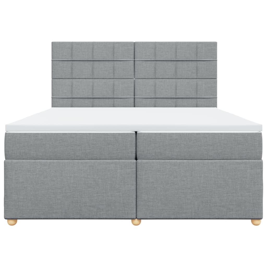 Κρεβάτι Boxspring με Στρώμα Ανοιχτό Γκρι 200x200 εκ. Υφασμάτινο - Pakobazaar
