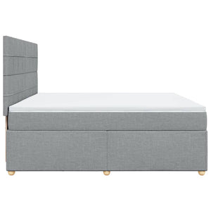 Κρεβάτι Boxspring με Στρώμα Ανοιχτό Γκρι 200x200 εκ. Υφασμάτινο - Pakobazaar