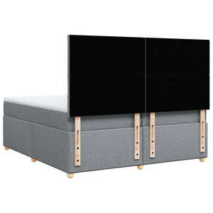 Κρεβάτι Boxspring με Στρώμα Ανοιχτό Γκρι 200x200 εκ. Υφασμάτινο - Pakobazaar