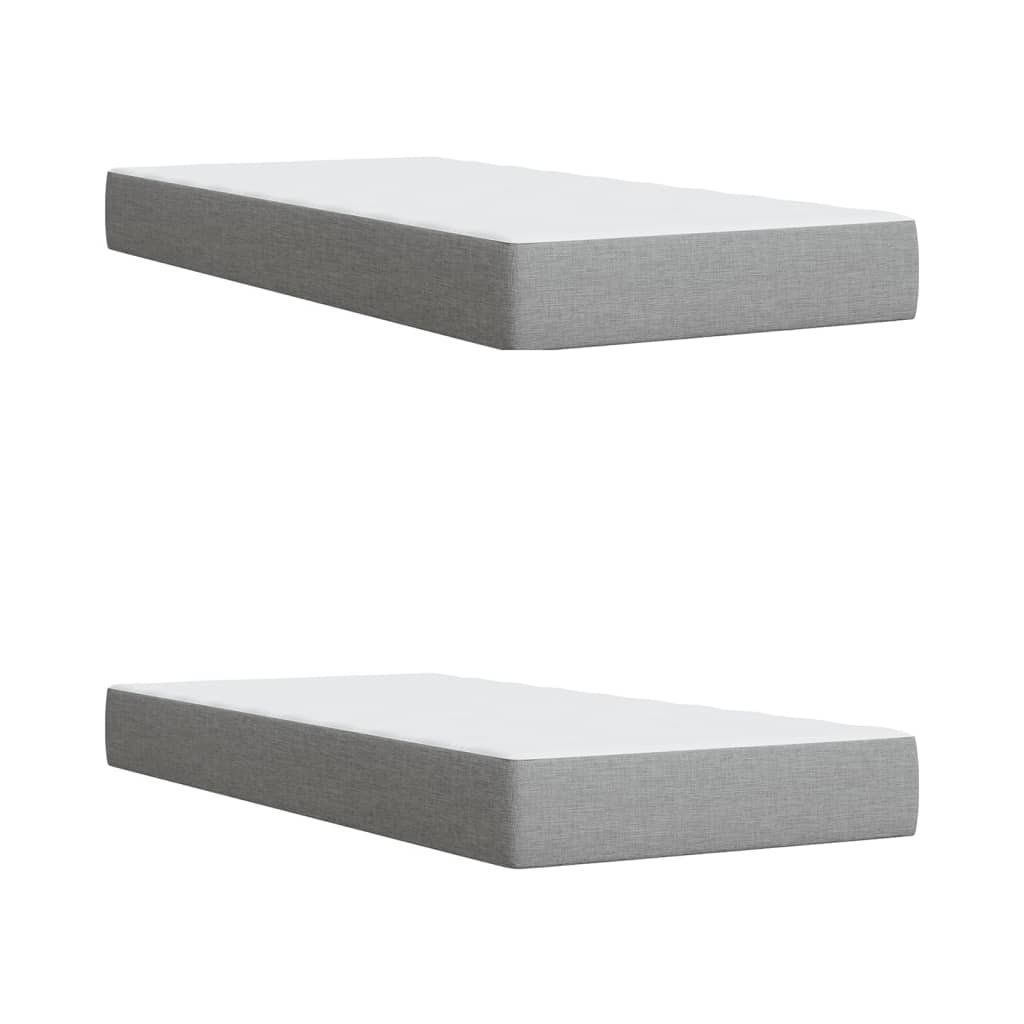 Κρεβάτι Boxspring με Στρώμα Ανοιχτό Γκρι 200x200 εκ. Υφασμάτινο - Pakobazaar