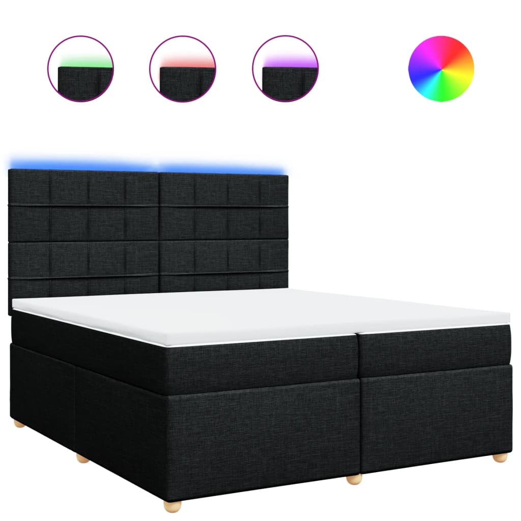 Κρεβάτι Boxspring με Στρώμα Μαύρο 200x200 εκ. Υφασμάτινο - Pakobazaar
