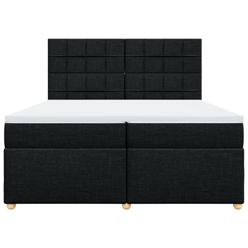 Κρεβάτι Boxspring με Στρώμα Μαύρο 200x200 εκ. Υφασμάτινο - Pakobazaar