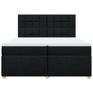 Κρεβάτι Boxspring με Στρώμα Μαύρο 200x200 εκ. Υφασμάτινο - Pakobazaar