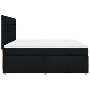 Κρεβάτι Boxspring με Στρώμα Μαύρο 200x200 εκ. Υφασμάτινο - Pakobazaar