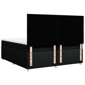 Κρεβάτι Boxspring με Στρώμα Μαύρο 200x200 εκ. Υφασμάτινο - Pakobazaar