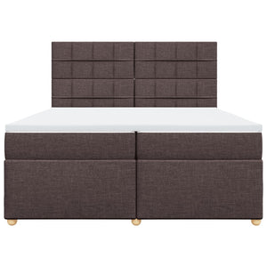 Κρεβάτι Boxspring με Στρώμα Σκούρο Καφέ 200x200 εκ. Υφασμάτινο - Pakobazaar