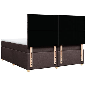 Κρεβάτι Boxspring με Στρώμα Σκούρο Καφέ 200x200 εκ. Υφασμάτινο - Pakobazaar