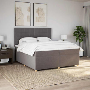 Κρεβάτι Boxspring με Στρώμα Taupe 200x200 εκ. Υφασμάτινο - Pakobazaar
