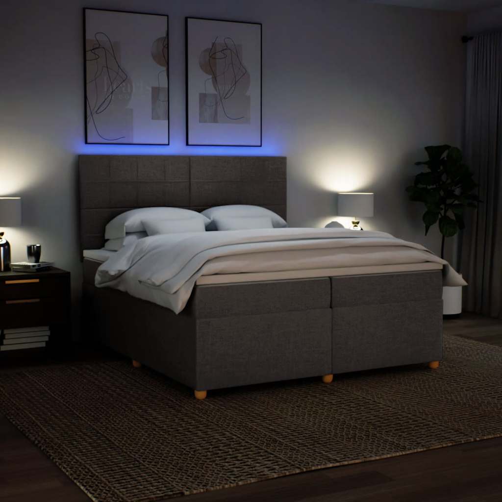 Κρεβάτι Boxspring με Στρώμα Taupe 200x200 εκ. Υφασμάτινο - Pakobazaar