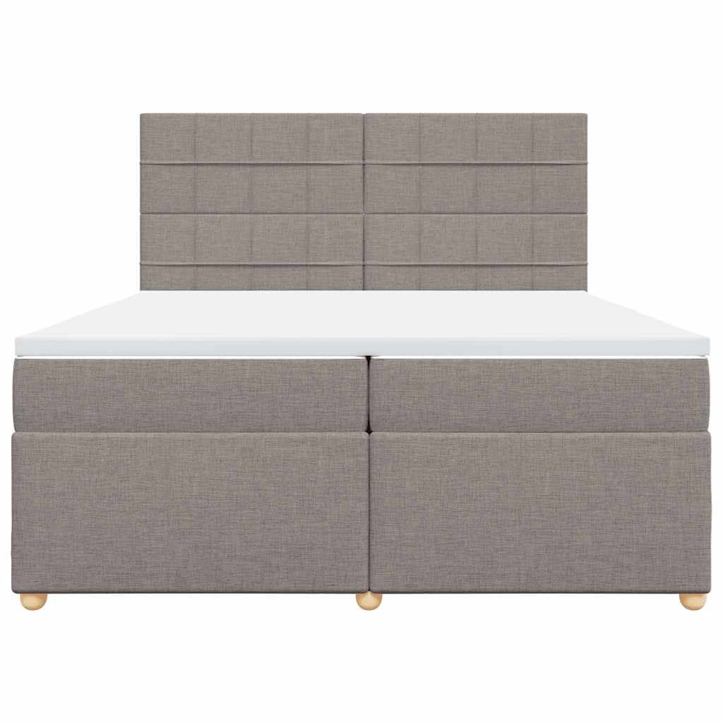 Κρεβάτι Boxspring με Στρώμα Taupe 200x200 εκ. Υφασμάτινο - Pakobazaar