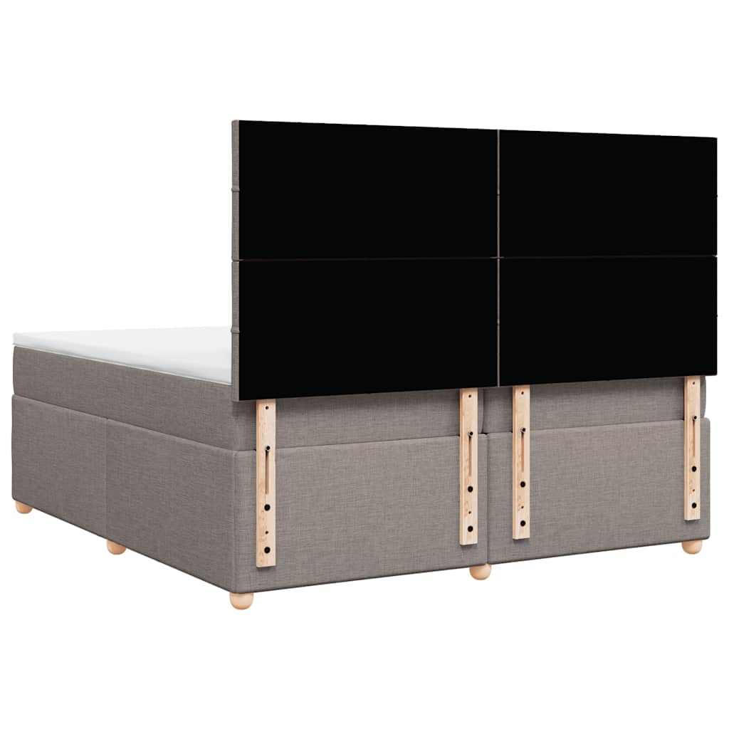 Κρεβάτι Boxspring με Στρώμα Taupe 200x200 εκ. Υφασμάτινο - Pakobazaar