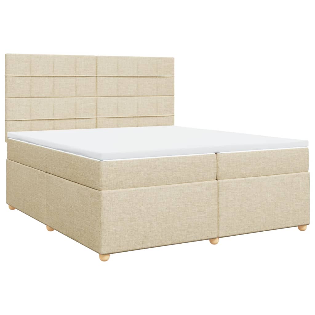 Κρεβάτι Boxspring με Στρώμα Κρεμ 200x200 εκ. Υφασμάτινο - Pakobazaar