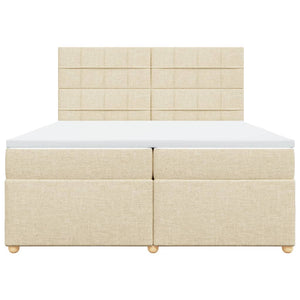 Κρεβάτι Boxspring με Στρώμα Κρεμ 200x200 εκ. Υφασμάτινο - Pakobazaar