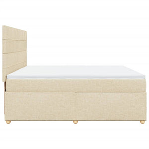Κρεβάτι Boxspring με Στρώμα Κρεμ 200x200 εκ. Υφασμάτινο - Pakobazaar