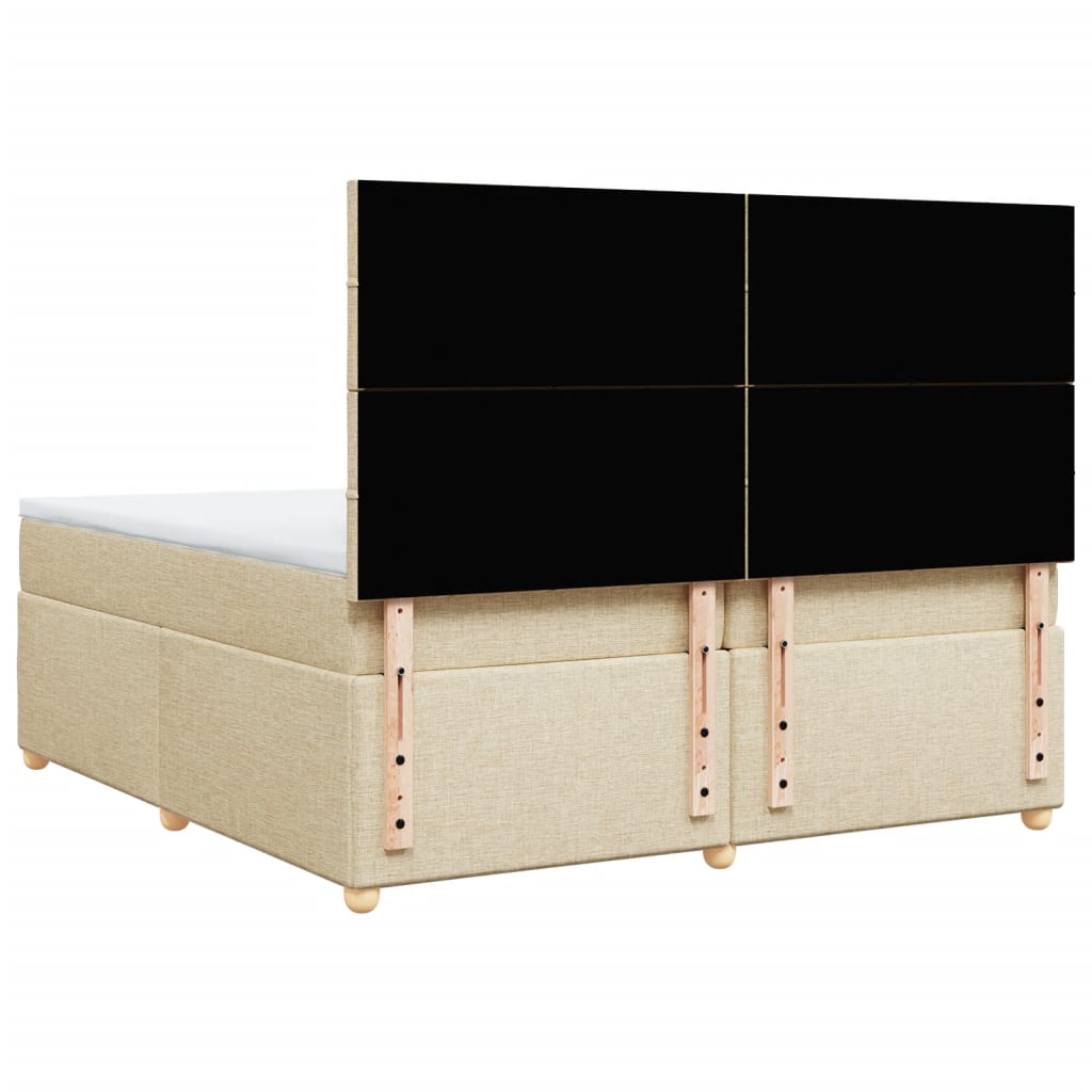 Κρεβάτι Boxspring με Στρώμα Κρεμ 200x200 εκ. Υφασμάτινο - Pakobazaar