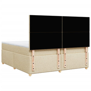 Κρεβάτι Boxspring με Στρώμα Κρεμ 200x200 εκ. Υφασμάτινο - Pakobazaar