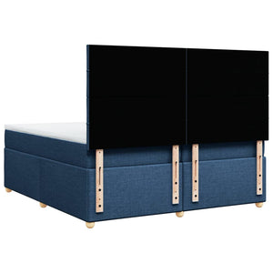 Κρεβάτι Boxspring με Στρώμα Μπλε 200x200 εκ. Υφασμάτινο - Pakobazaar