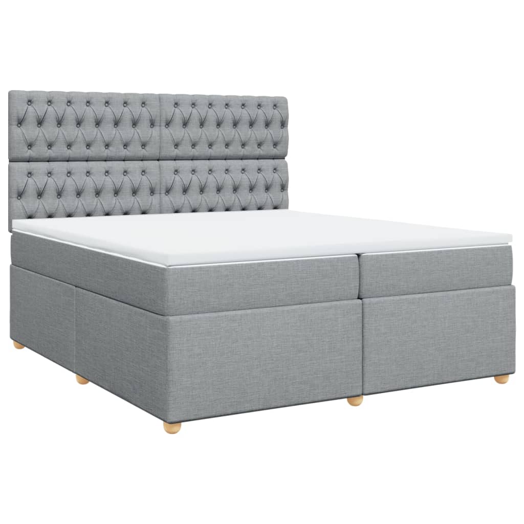 Κρεβάτι Boxspring με Στρώμα Ανοιχτό Γκρι 200x200 εκ. Υφασμάτινο - Pakobazaar
