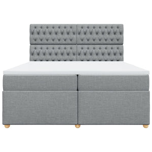 Κρεβάτι Boxspring με Στρώμα Ανοιχτό Γκρι 200x200 εκ. Υφασμάτινο - Pakobazaar