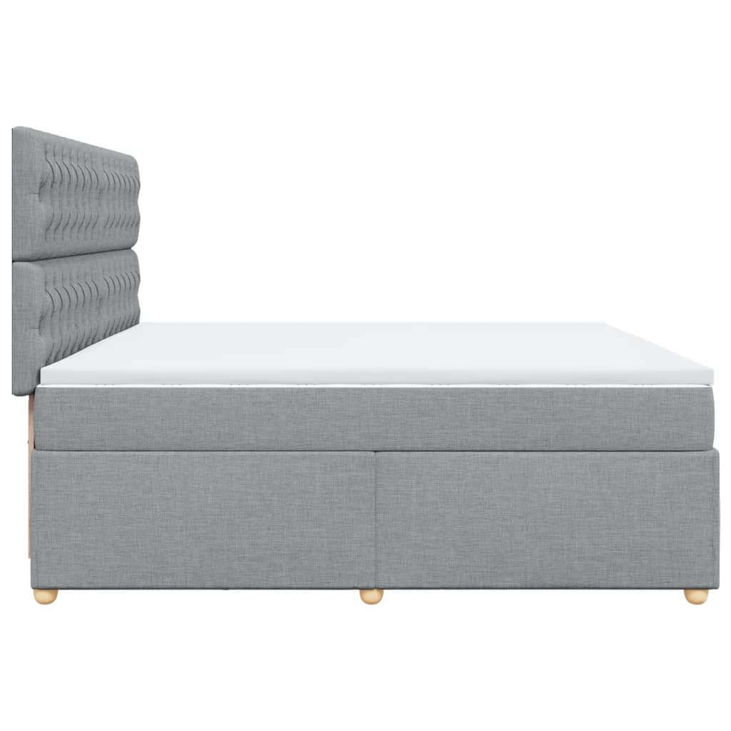 Κρεβάτι Boxspring με Στρώμα Ανοιχτό Γκρι 200x200 εκ. Υφασμάτινο - Pakobazaar