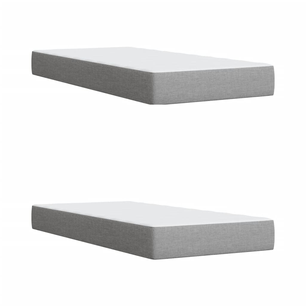 Κρεβάτι Boxspring με Στρώμα Ανοιχτό Γκρι 200x200 εκ. Υφασμάτινο - Pakobazaar
