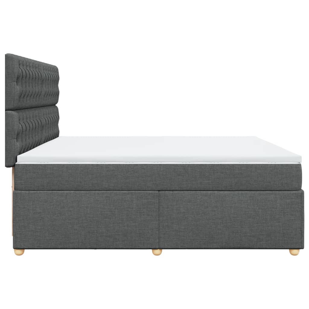 Κρεβάτι Boxspring με Στρώμα Σκούρο Γκρι 200x200 εκ. Υφασμάτινο - Pakobazaar