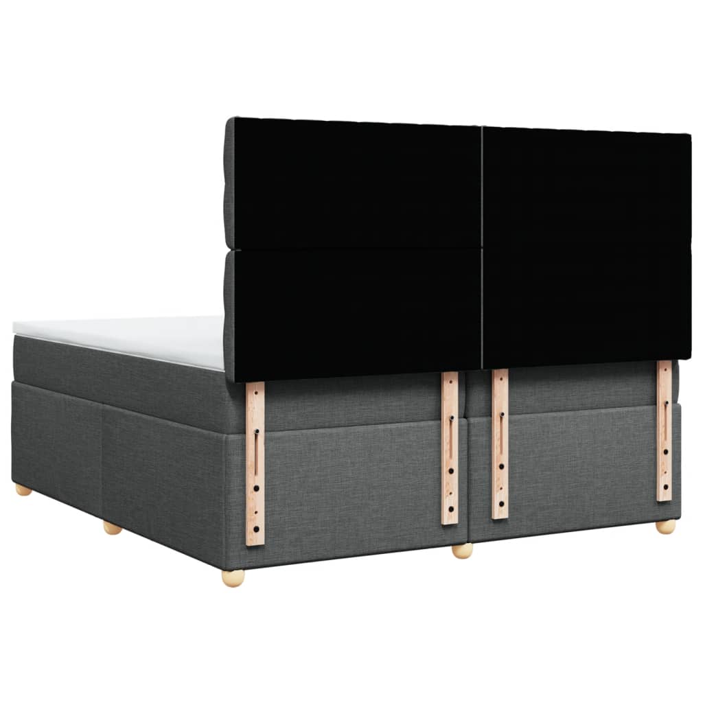 Κρεβάτι Boxspring με Στρώμα Σκούρο Γκρι 200x200 εκ. Υφασμάτινο - Pakobazaar