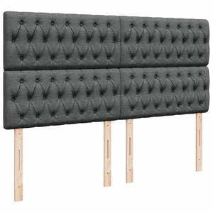 Κρεβάτι Boxspring με Στρώμα Σκούρο Γκρι 200x200 εκ. Υφασμάτινο - Pakobazaar
