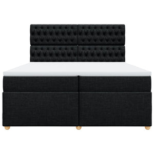 Κρεβάτι Boxspring με Στρώμα Μαύρο 200x200 εκ. Υφασμάτινο - Pakobazaar