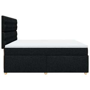 Κρεβάτι Boxspring με Στρώμα Μαύρο 200x200 εκ. Υφασμάτινο - Pakobazaar
