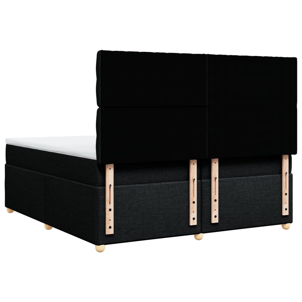 Κρεβάτι Boxspring με Στρώμα Μαύρο 200x200 εκ. Υφασμάτινο - Pakobazaar