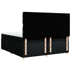Κρεβάτι Boxspring με Στρώμα Μαύρο 200x200 εκ. Υφασμάτινο - Pakobazaar
