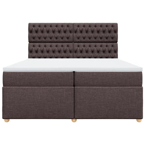 Κρεβάτι Boxspring με Στρώμα Σκούρο Καφέ 200x200 εκ. Υφασμάτινο - Pakobazaar