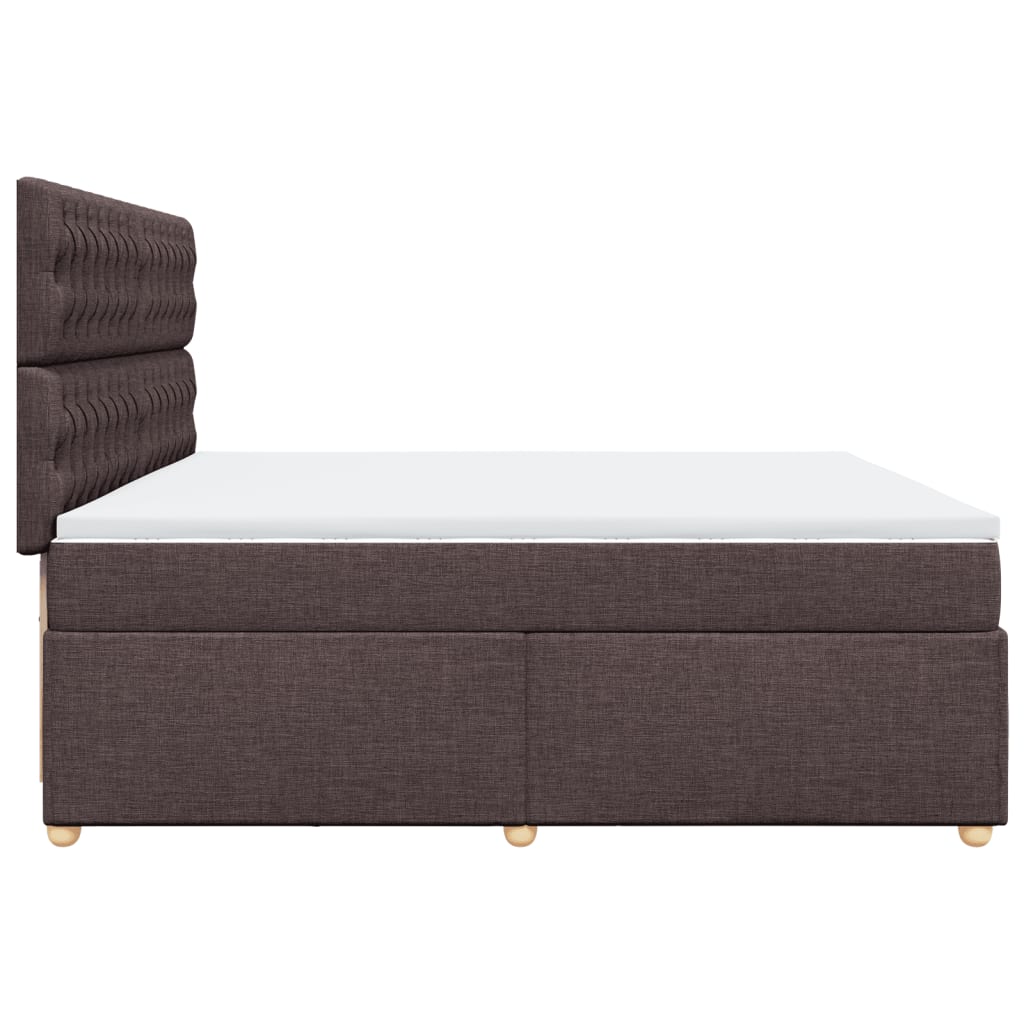 Κρεβάτι Boxspring με Στρώμα Σκούρο Καφέ 200x200 εκ. Υφασμάτινο - Pakobazaar