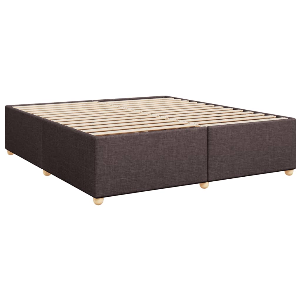 Κρεβάτι Boxspring με Στρώμα Σκούρο Καφέ 200x200 εκ. Υφασμάτινο - Pakobazaar