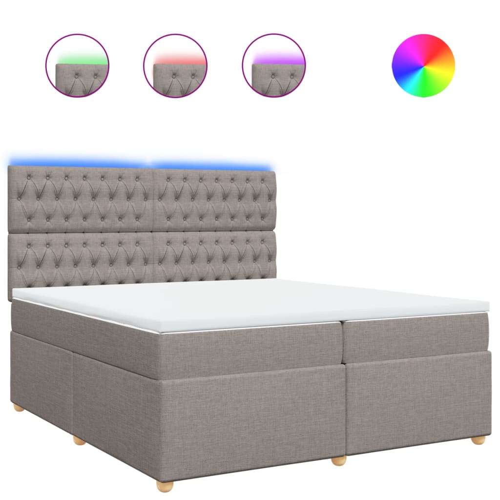 Κρεβάτι Boxspring με Στρώμα Taupe 200x200 εκ. Υφασμάτινο - Pakobazaar