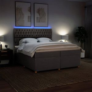 Κρεβάτι Boxspring με Στρώμα Taupe 200x200 εκ. Υφασμάτινο - Pakobazaar