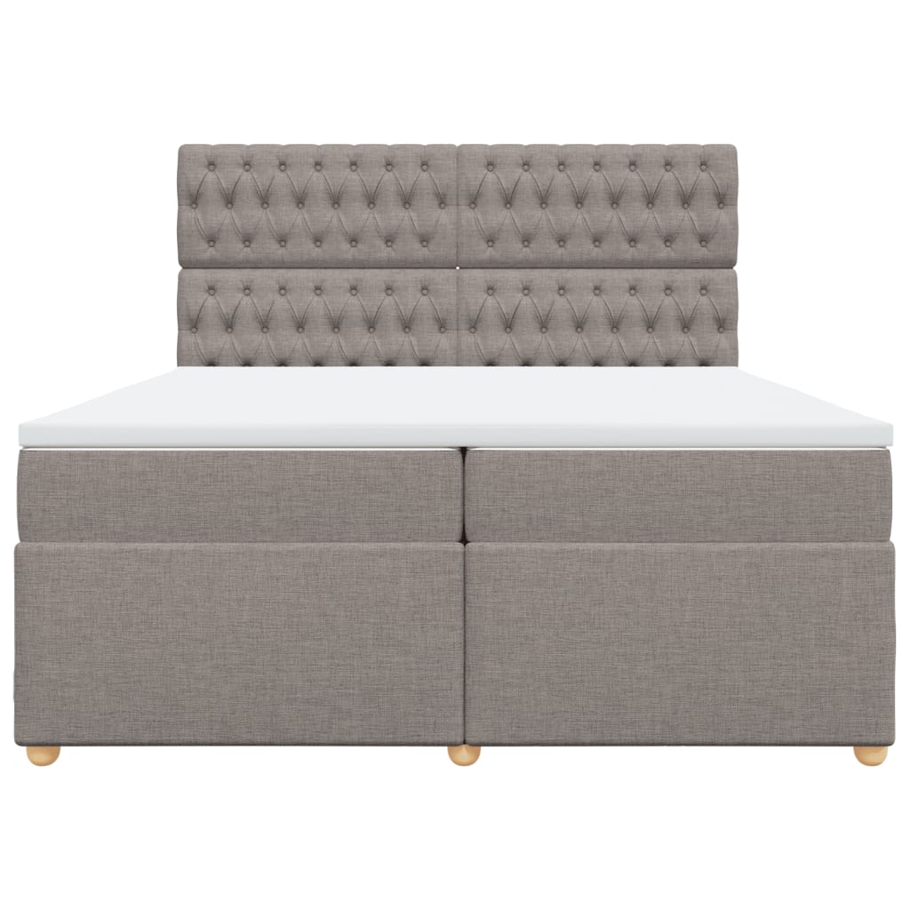 Κρεβάτι Boxspring με Στρώμα Taupe 200x200 εκ. Υφασμάτινο - Pakobazaar