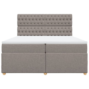 Κρεβάτι Boxspring με Στρώμα Taupe 200x200 εκ. Υφασμάτινο - Pakobazaar