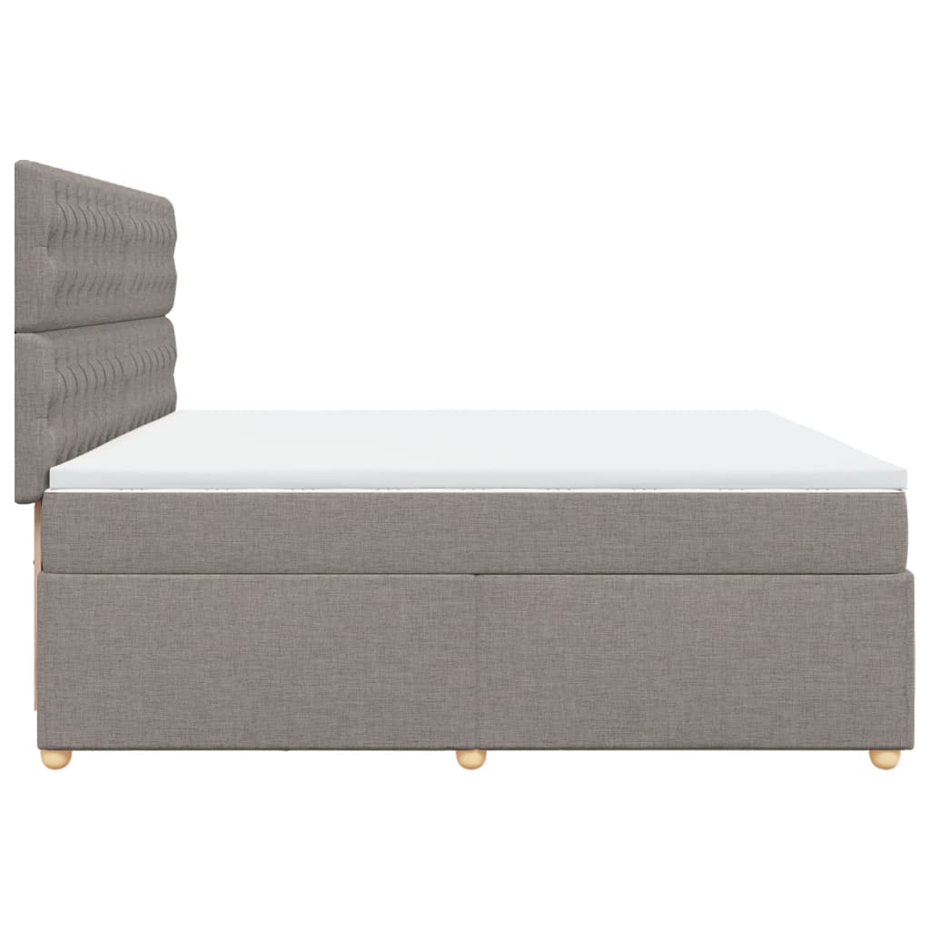 Κρεβάτι Boxspring με Στρώμα Taupe 200x200 εκ. Υφασμάτινο - Pakobazaar