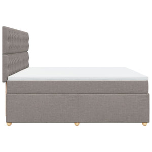 Κρεβάτι Boxspring με Στρώμα Taupe 200x200 εκ. Υφασμάτινο - Pakobazaar