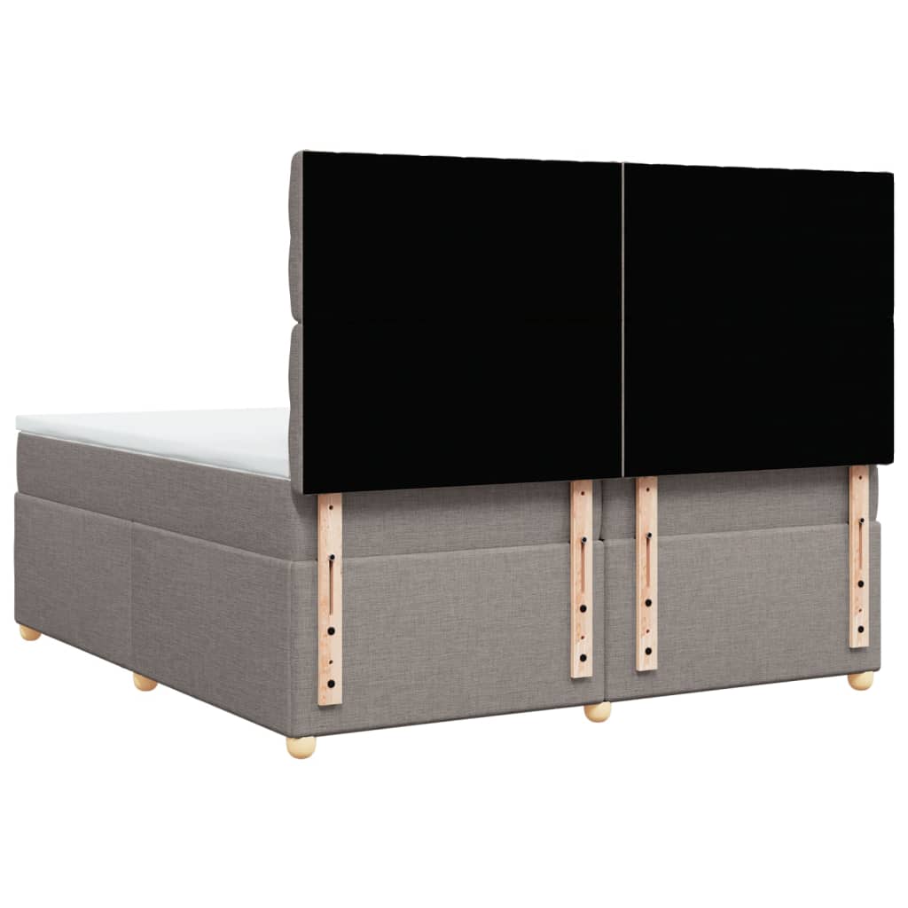 Κρεβάτι Boxspring με Στρώμα Taupe 200x200 εκ. Υφασμάτινο - Pakobazaar