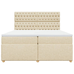 Κρεβάτι Boxspring με Στρώμα Κρεμ 200x200 εκ. Υφασμάτινο - Pakobazaar