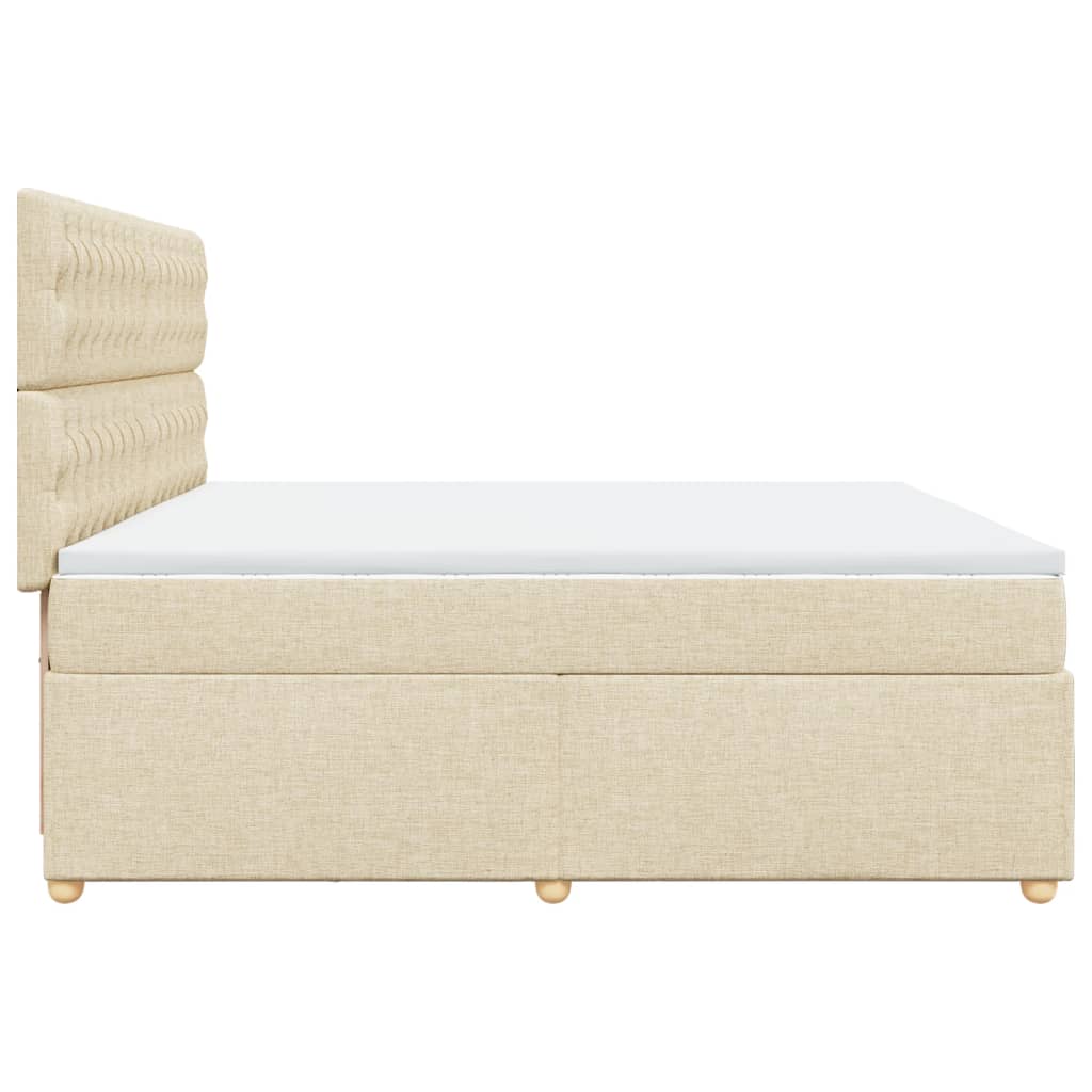Κρεβάτι Boxspring με Στρώμα Κρεμ 200x200 εκ. Υφασμάτινο - Pakobazaar